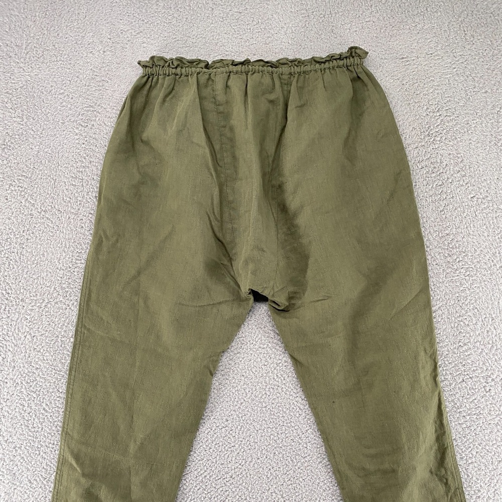 The Great. Pants Womens 1 / Small Linen Blend Tulip Drop Crotch Pockets Ruffles - Picture 10 of 13